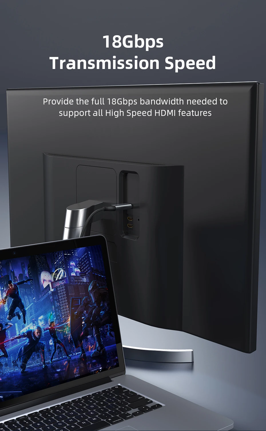 CABLETIME 4K 60Hz USB-C zu HDMI Thunderbolt 3 Typ-C HDMI-Kabel für Samsung Huawei MacBook Pro Air iPhone 17 16 C zu HDMI – Detail 5