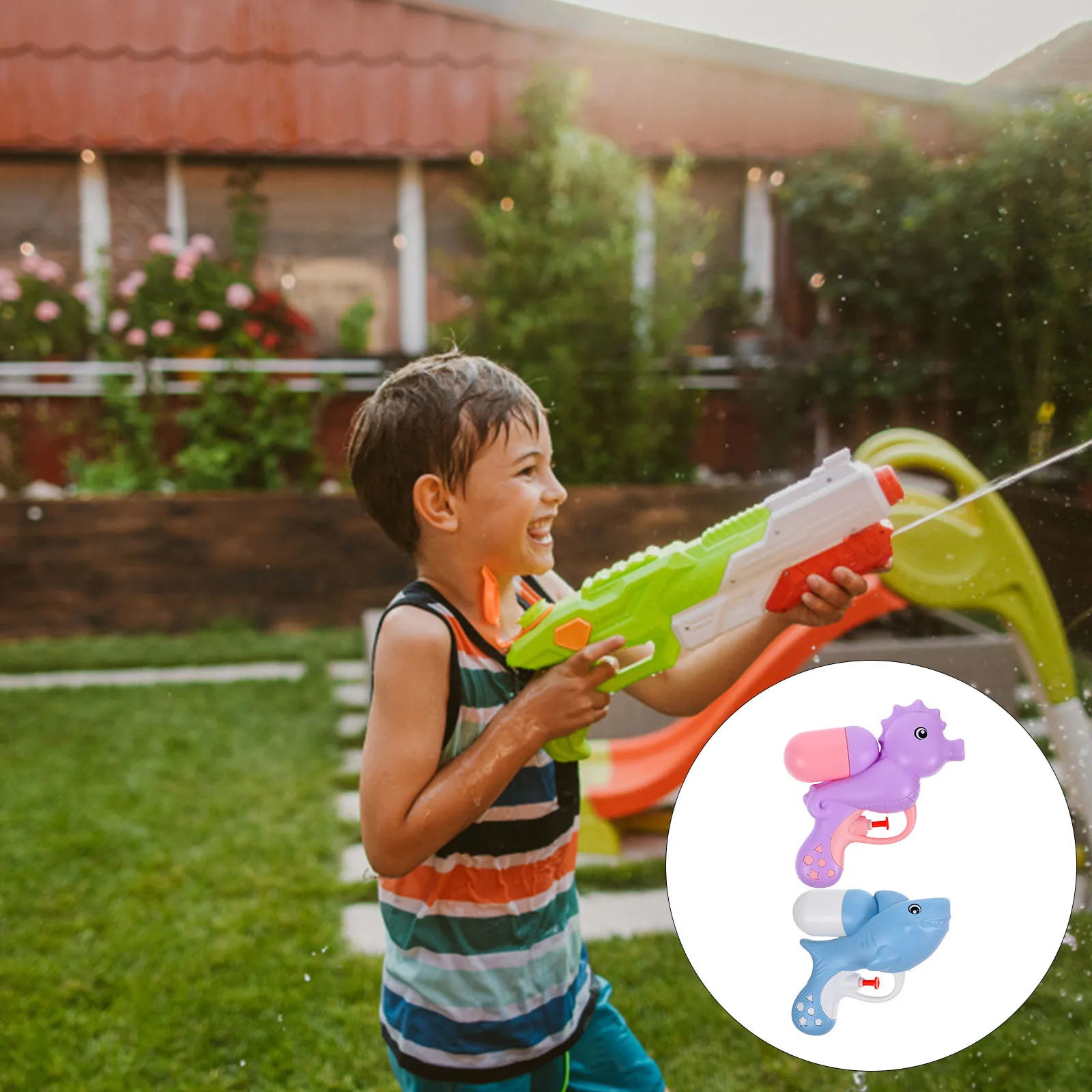 

4 Pcs Cartoon Water Gun Toddler Outdoor Toys for Kids Plastic Water-spraying Tank