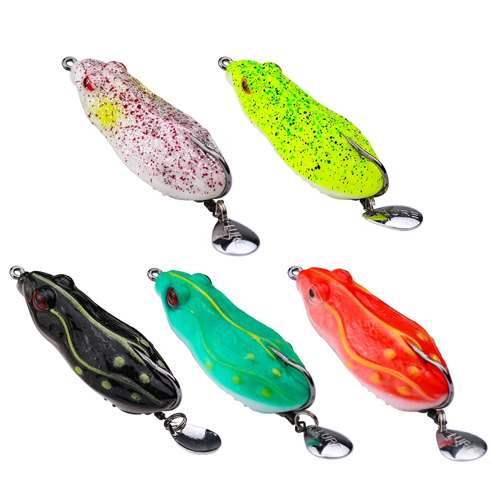 

1Pcs Soft Bait 3D Eyes Rubber Floating Lifelike Swimbait Silicone Frog Rotating Sequins Wobblers Fishing Frog Lures