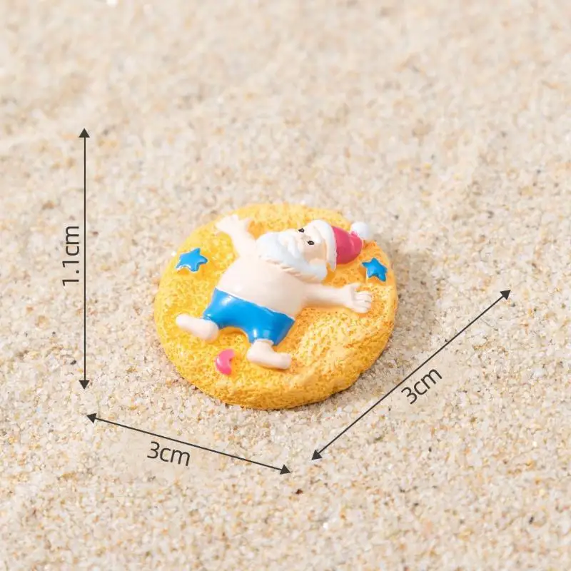Mini Resin Summer Santa Claus Figurines Small Portable Adorable Decor for Coastal Beach Garden Balcony Home Ornament