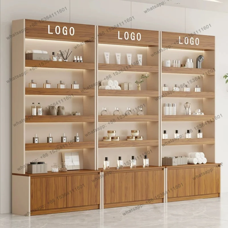 LJY Nordic High-end Cosmetic Display Cabinet Modern Beauty Salon Multi-layer Storage Rack Commercial Furniture أثاث مكتبات