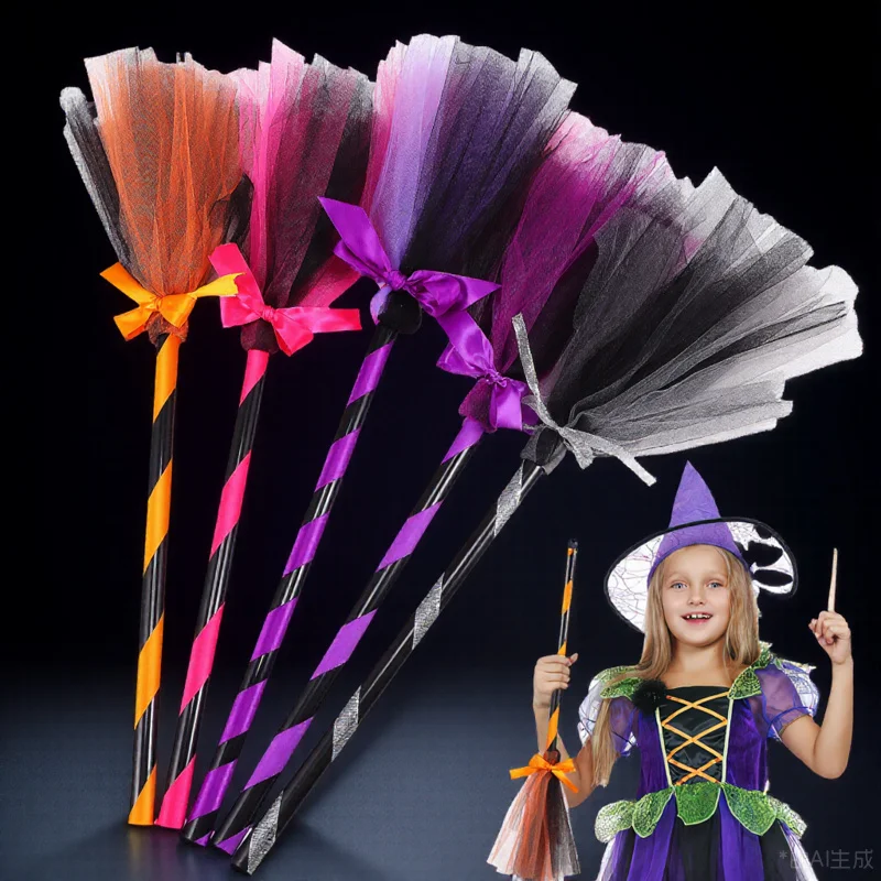 

5Pcs Halloween Broom Witch Costume Accessory for Party Cosplay Prop Decorative Broomstick Halloween Decorations