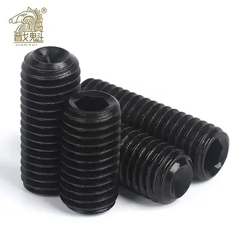 10/50 Uds M2 M2.5 M3 M3.5 M4 M5 M6 M8 DIN916 grado negro 12,9 acero de aleación hexagonal punta de copa Allen juego de tornillos sin cabeza perno