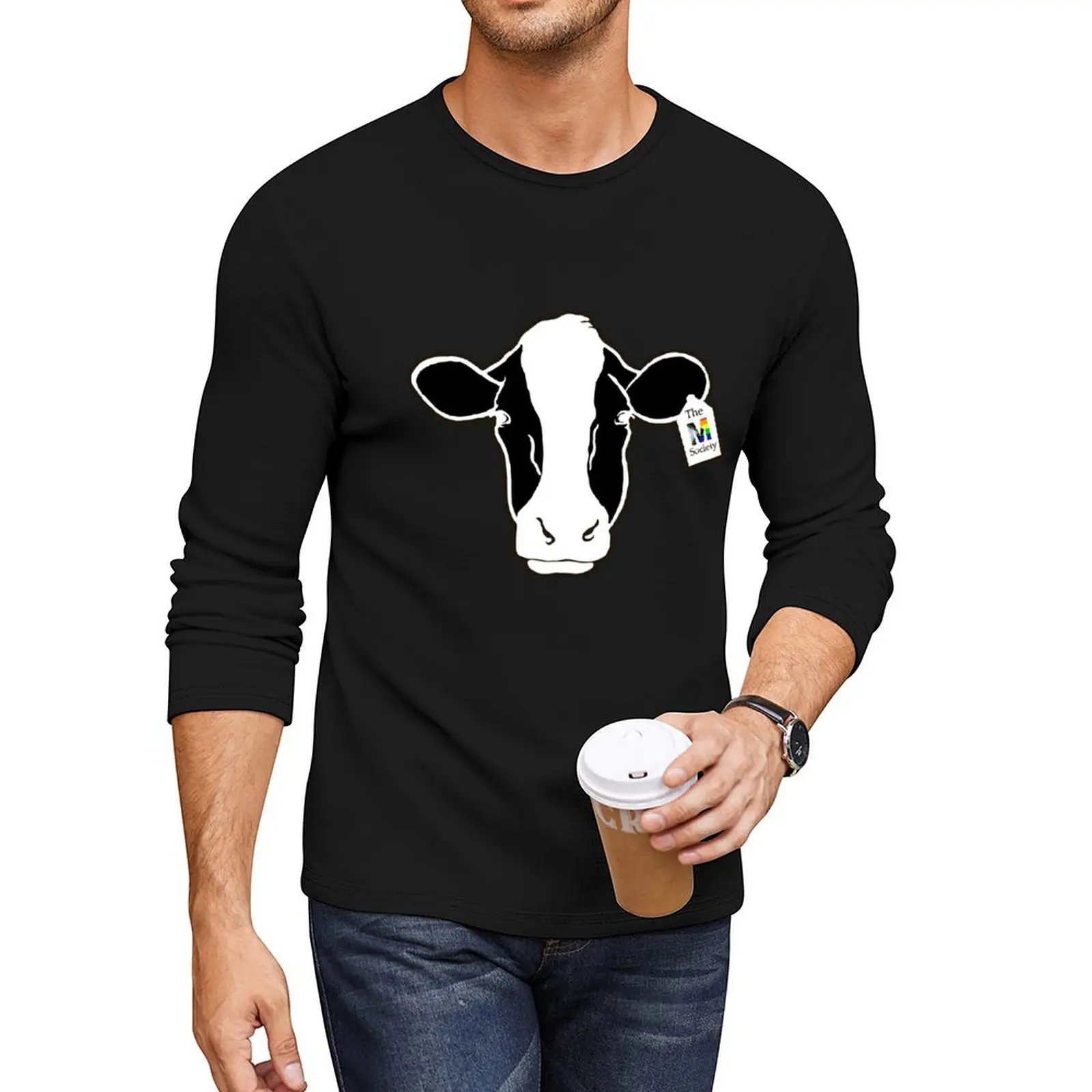 TMS Cow V1.2 Long T-Shirt funny t shirt vintage t shirt black t shirt custom shirts design your own Men's cotton t-shirt