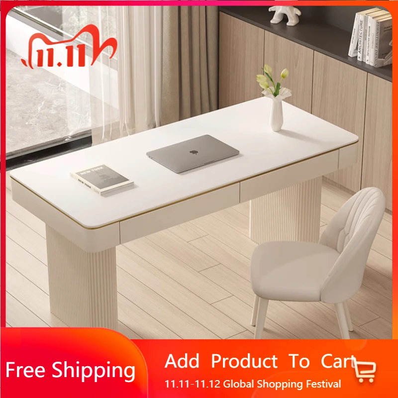 

Computer Modern White Office Desk Drawers Chair Asthetic Writing Study Computer Desk Gaming Women Italian Tavolo Hotel Furniture