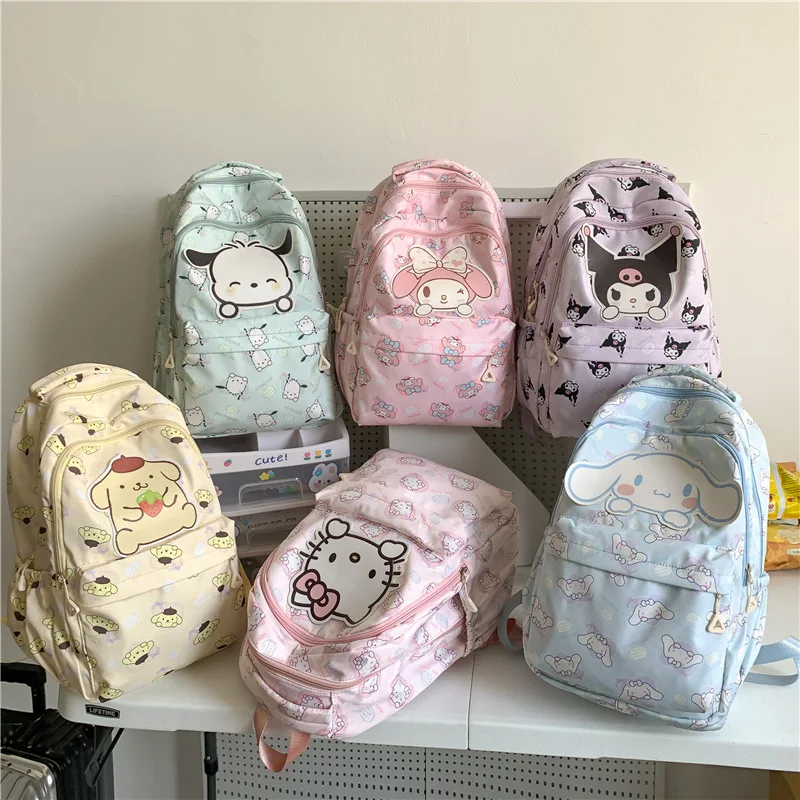 Nowy Sanrio Cinnamoroll Kuromi moja melodia Hello Kitty plecak Anime urocze tornistry kreskówkowa torba na ramię prezent dla przyjaciela urodzinowy