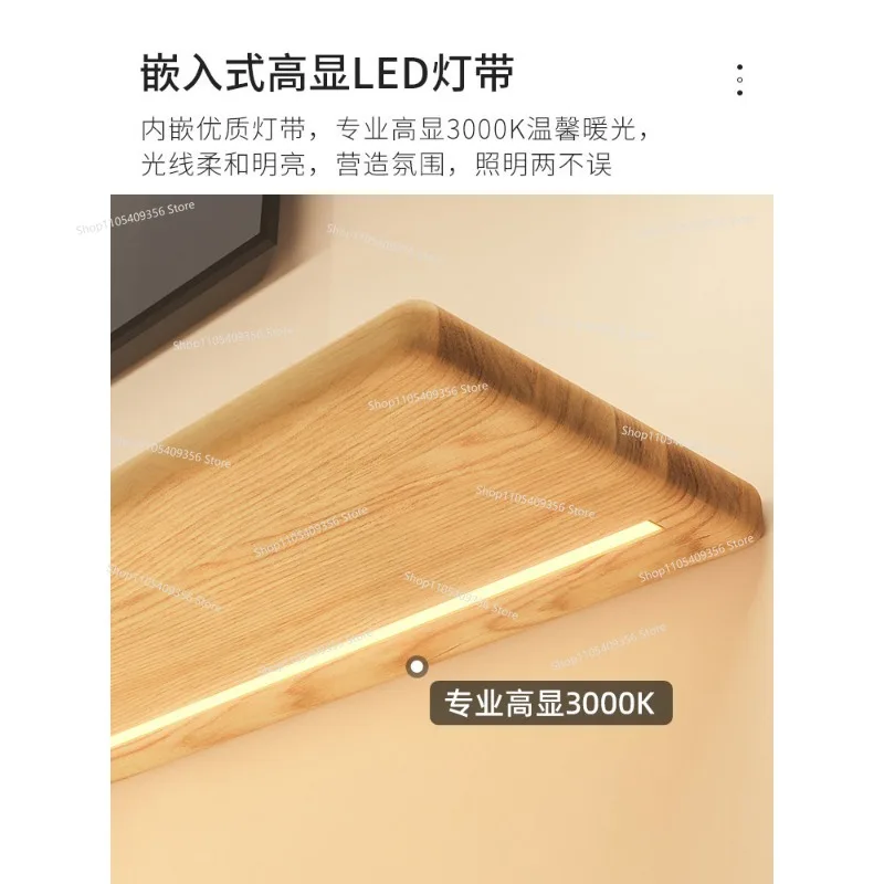 For Solid Wood Luminous Laminate Wall Shelf Built-in LED Light Wall Bookshelf Honor Wall Display Stand