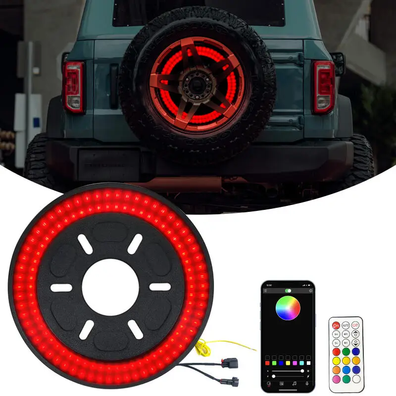 

RGB Spare Tire Brake Light Wheel Light 3rd Third Brake Light for Jeep Wrangler JK JKU 2007-2018,YJ TJ LJ 1987-2018,JL 2018-2020