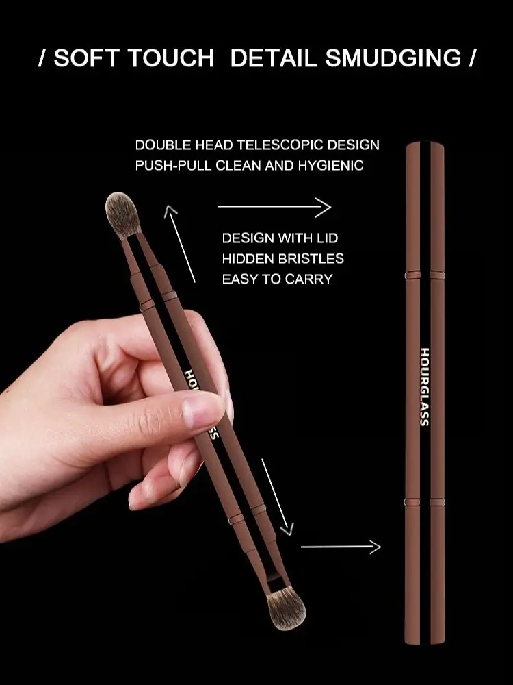 Hourglass Makeup Brush HG025- Double head telescopic halo dye brush with cover Portable makeup brush eye shadow refresh discount