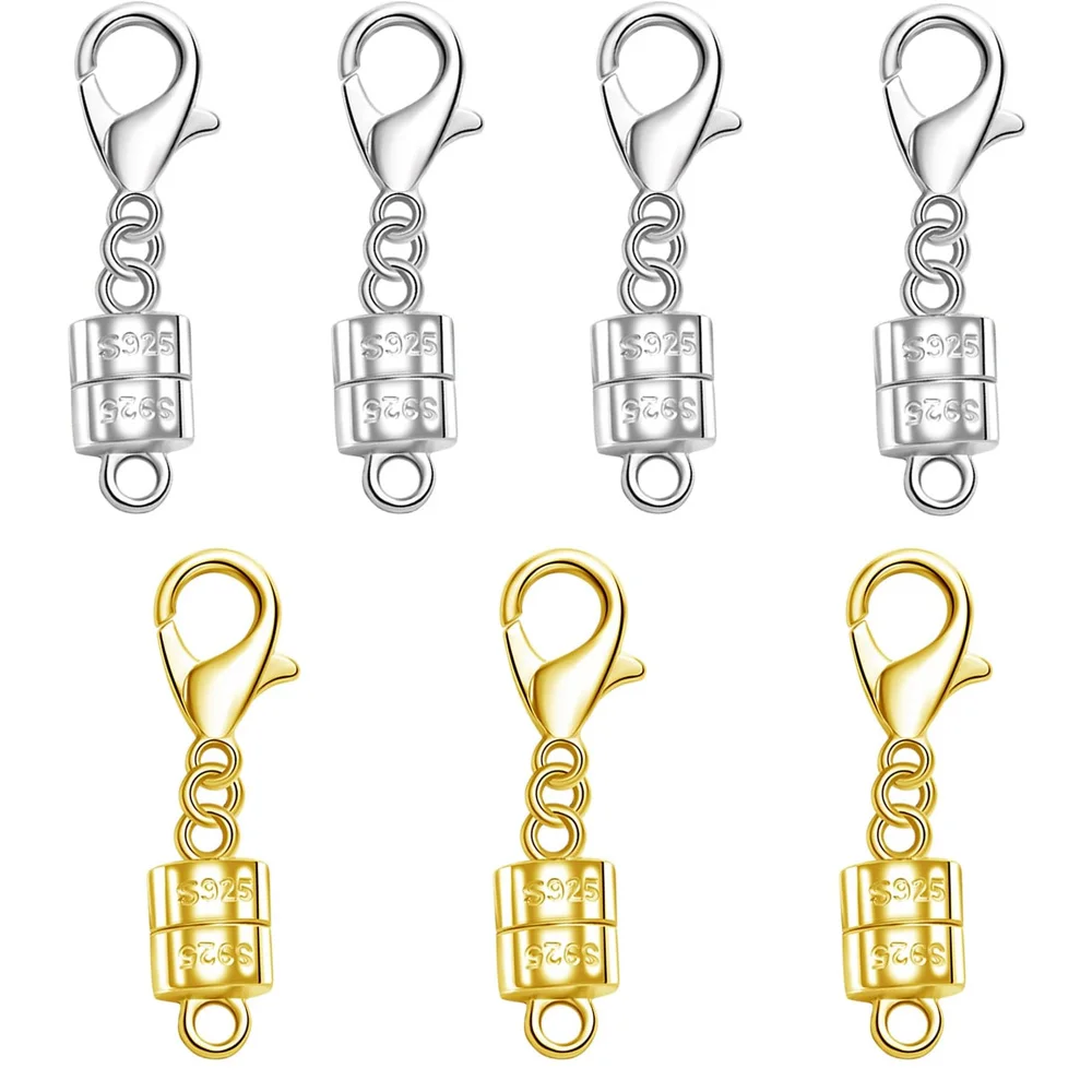 

925 Silver Magnetic Necklace Clasp with Lobster Clasp,Magnetic Necklace Clasps and Closures for Bracelet Necklace Extender