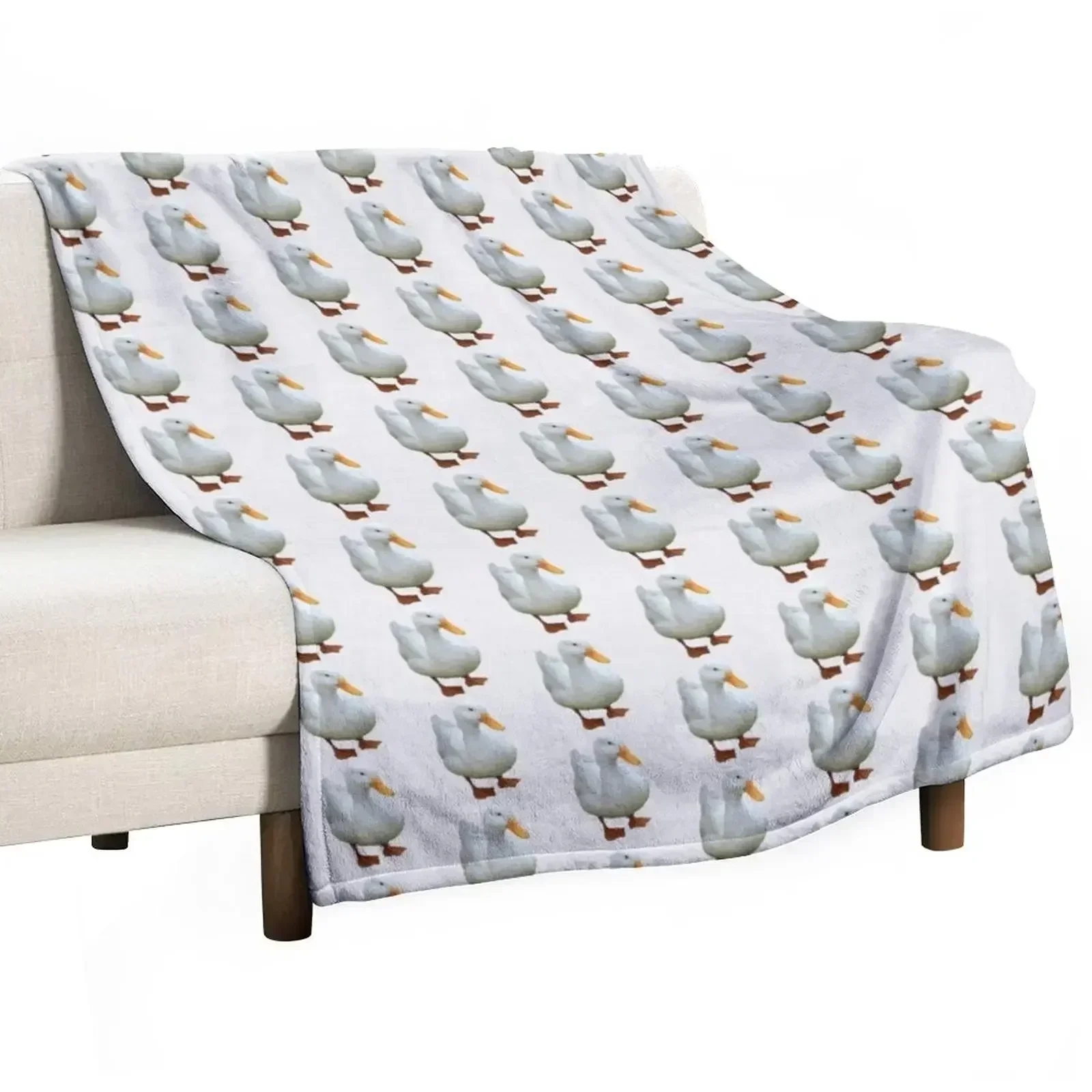 

Cute White Duck (Pekin) Throw Blanket funny gift Quilt Retros Blankets