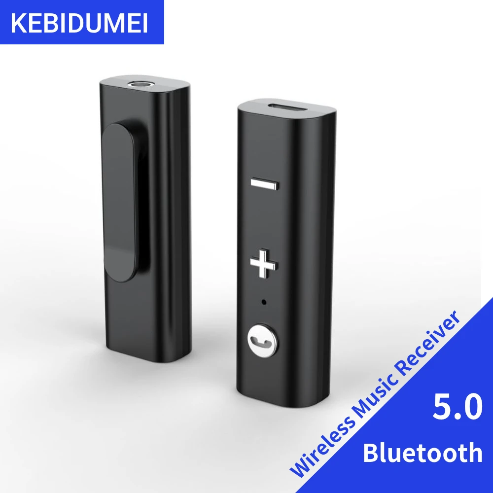 Receptor de áudio bluetooth 5.0, adaptador sem fio de música estéreo aux de 3.5mm com microfone hd, chamadas mãos-livres para kit de carro, alto-falante, fone de ouvido