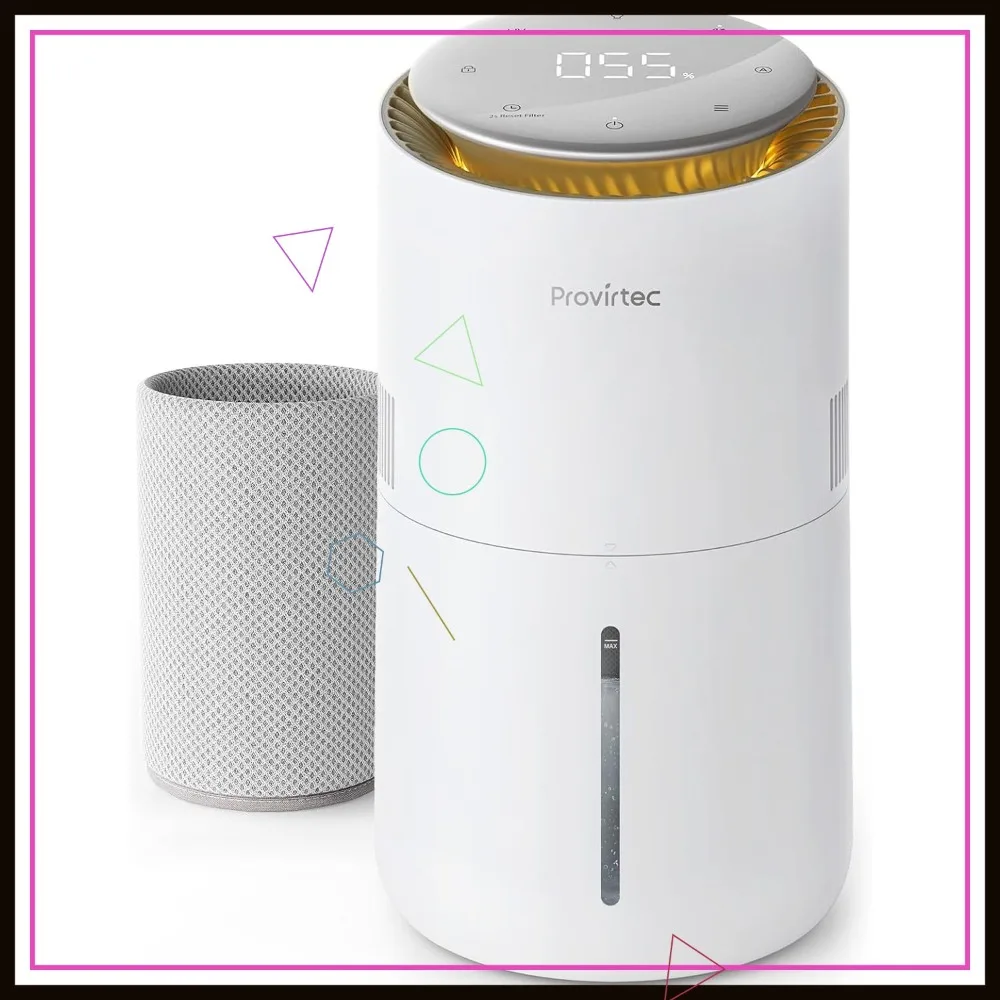 

3L Evaporative Humidifier for Bedroom, No White Dust, Auto Humidity Control, Works with Tap Water, Night Light