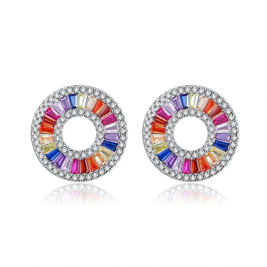 KALETINE 925 Sterling Silver Rainbow Heart Hoop Earrings CZ Korean Fashion Zirconia Women Necklace Rings Set Charm Jewelry Gifts 5