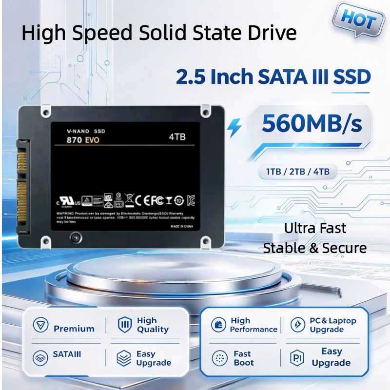 SATA III 2.5 Inch Original Solid State Hard Drive  SSD 500GB 1TB 2TB 4TB 870-EVO Internal Hard Disk For Laptop Notebook Desktop