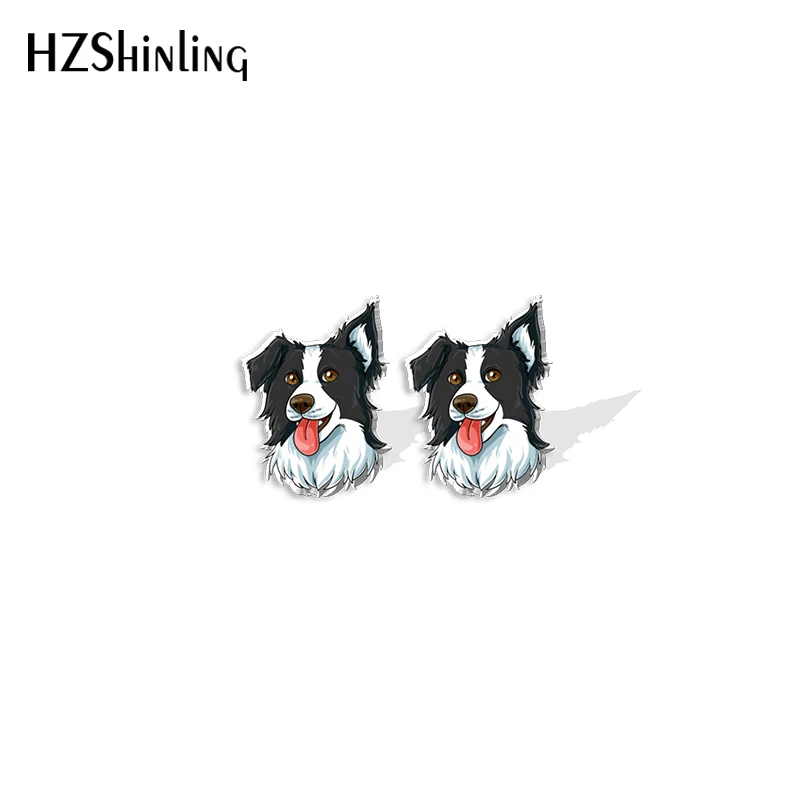 2022 New Border Collie Stud Earring Funny Dog Acrylic Resin Earrings Epoxy Handmade Jewelry Gifts Friends