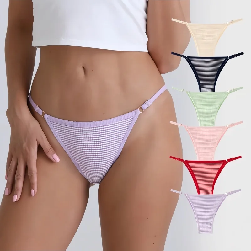 Culotte string sans couture à rayures pour femme, culotte confortable réglable, sous-vêtement sexy, string chaud pour l\'hiver, lingerie sexy, 1PC