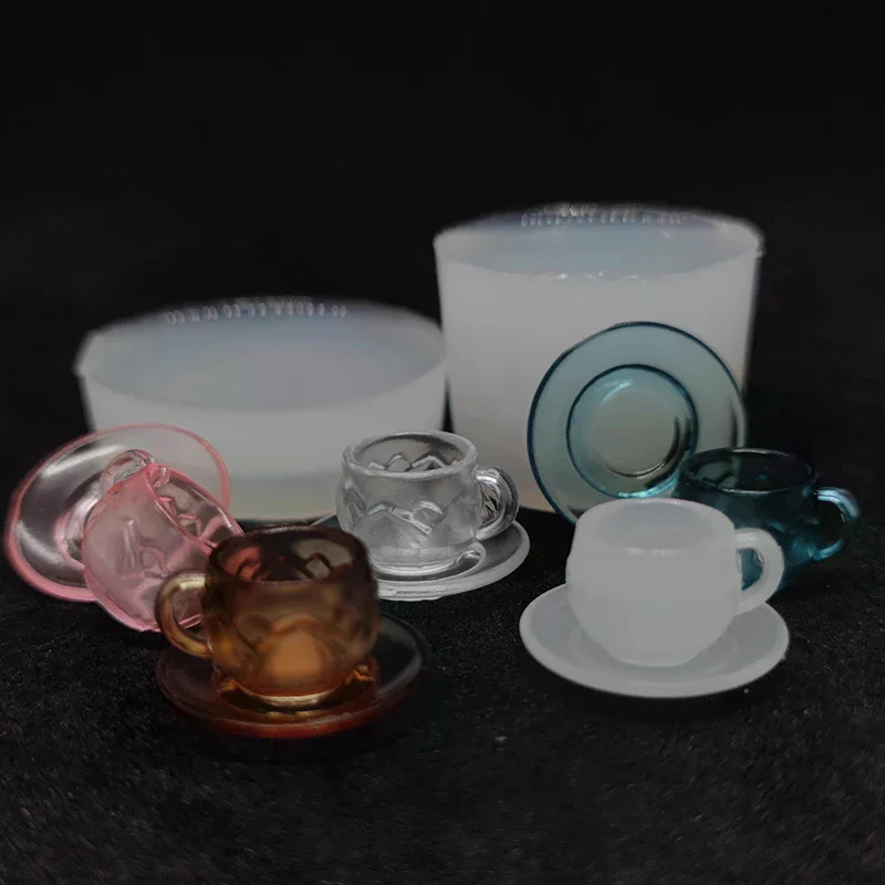 1 conjunto de casa de bonecas, comida e jogo, copo de chá em miniatura, molde de silicone, epóxi uv, acessórios de boneca, decoração de cena de brinquedo