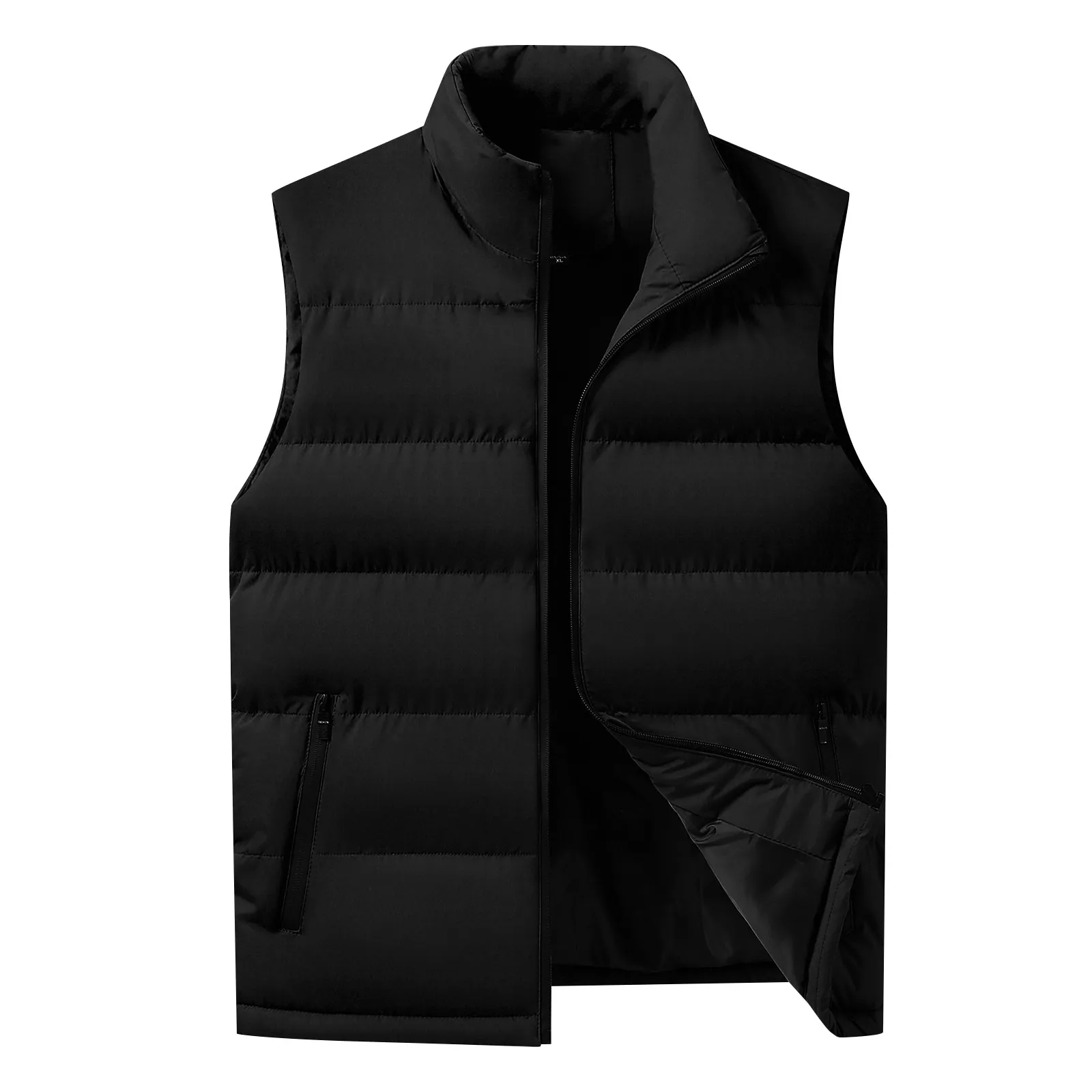 Cotton Pad Parkas Men's Elegant Stand Collar Loose Waistcoats Autumn Winter Unisex Sleeveless Zip Up Vest Large Size M-8xl Coats