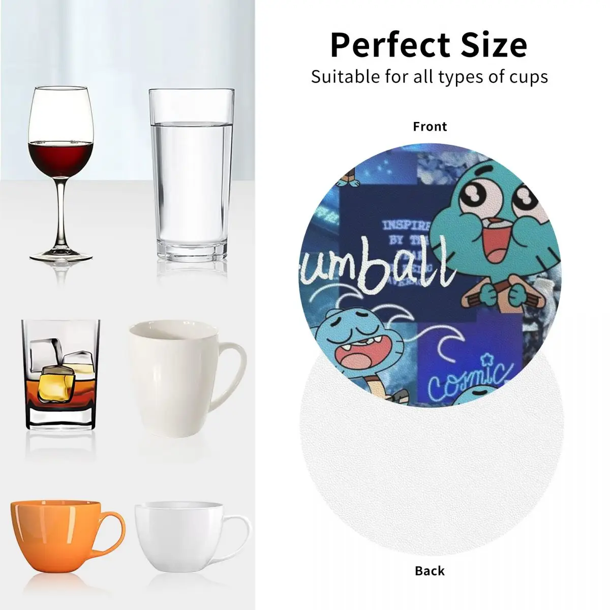 Gumball Watterson العالم المذهل من Gumball أنيمي الوقايات المطبخ المفارش كوب عازل القهوة الحصير أدوات المائدة منصات #4