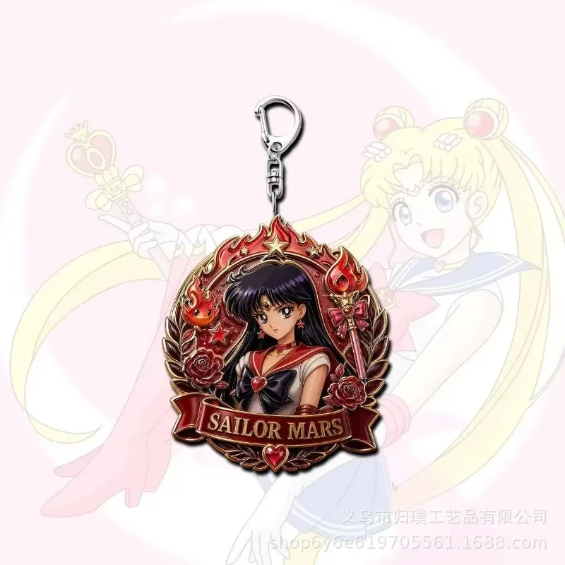 6PCS Sailor Moon Anime  Keychain Cartoon Character  Backpack Hanging Ornament Collectible Decorative Fan Gift view 5