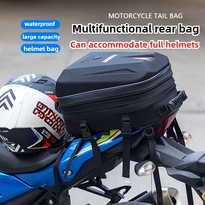 Motorcycle Rear Seat Bag Motorcycle Hard Shell Rear Seat Helmet Bag Can Be Carried on Both Shoulders Scalable Capacity