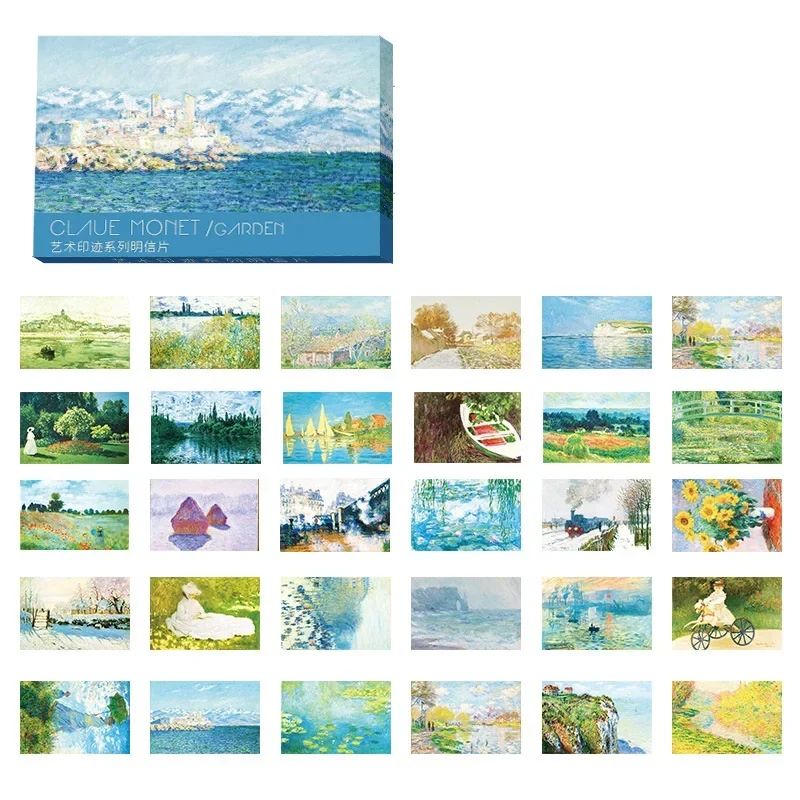 

30 Sheets/LOT New Claude Monet Oil Postcards Greeting Wish Card Fashion Monet Art Painting Gift Painting Postcard Vintage