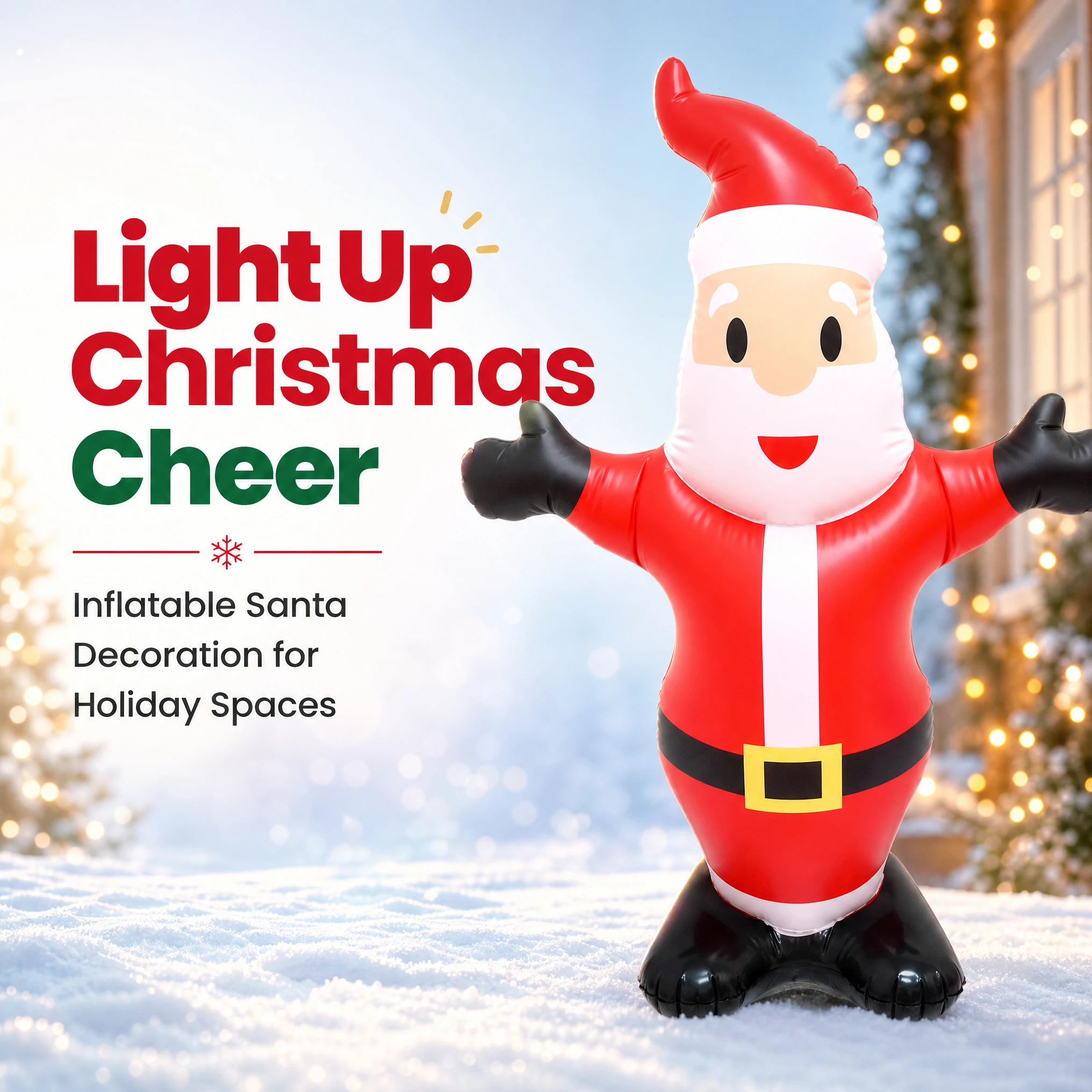 Inflatable Santa Claus Christmas Decoration, PVC Blow‑up Santa Figure, Xmas Indoor Outdoor Yard Garden Home Holiday Party