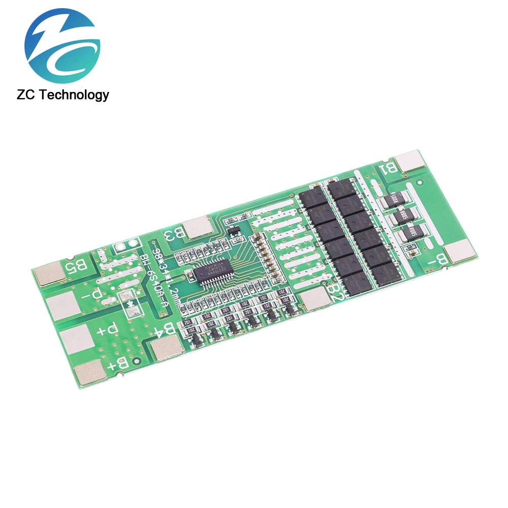 24V 6S 40A 18650 Li-Ion Lithium Battery Poretect Board Solar Lighting BMS PCB with Balance for Ebike Scooter