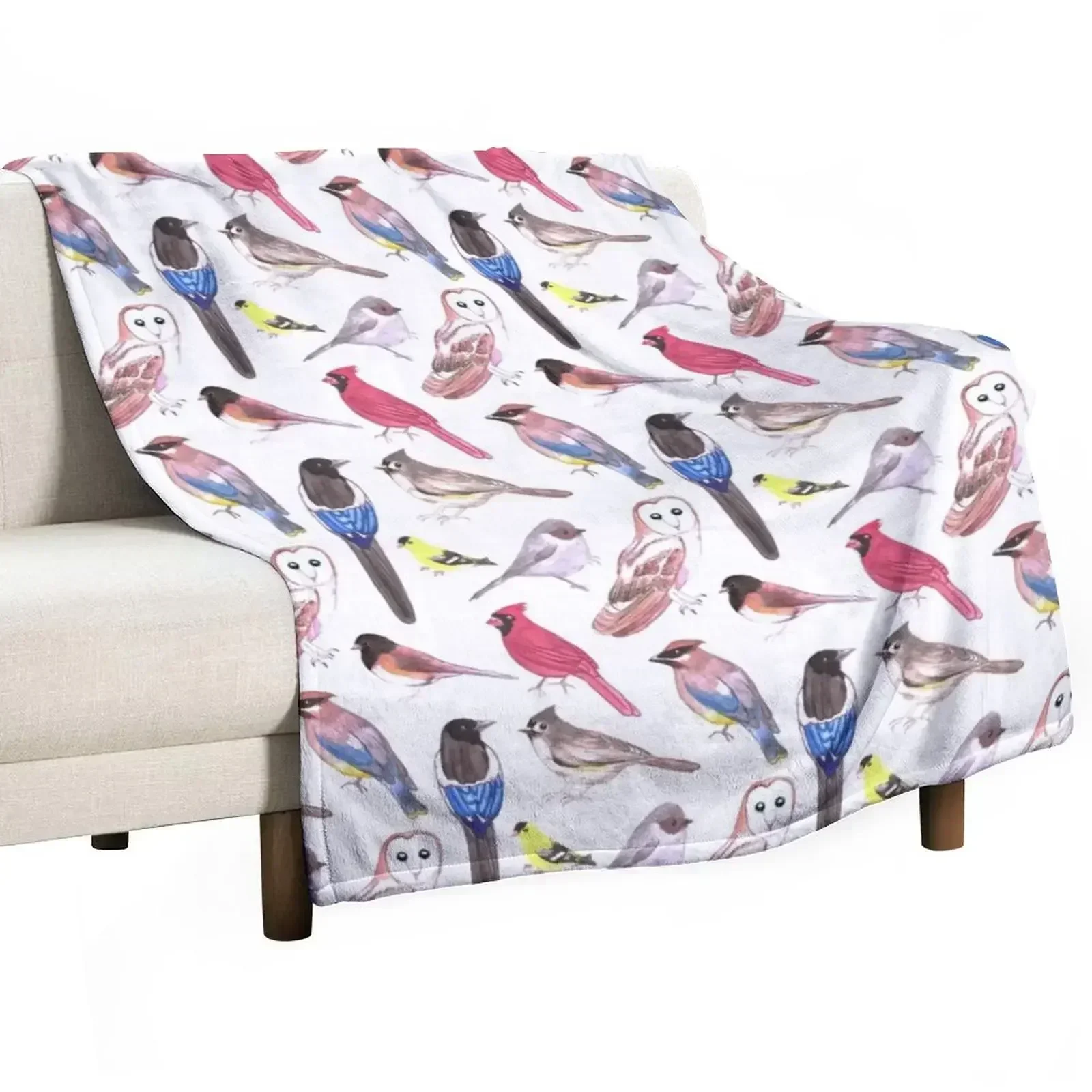 Wild birds watercolor- Birds of America Throw Blanket Soft Solid Color Blanket for Couch Bed