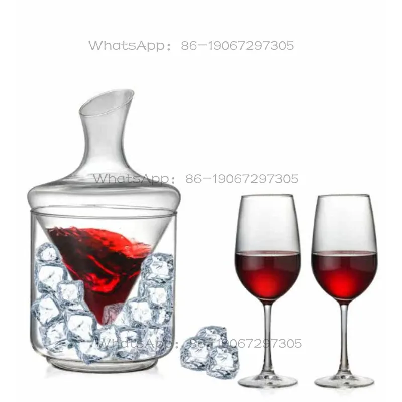 Ensemble de carafes à vin en verre transparent sans plomb, avec distributeur de vin glacé