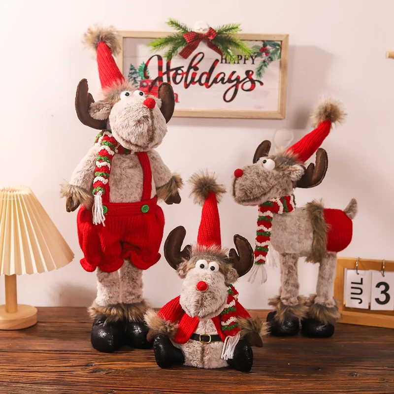 Christmas Doll Cute Christmas Retractable Doll Deer Window Props Decoration For Home Indoor Holiday Decor