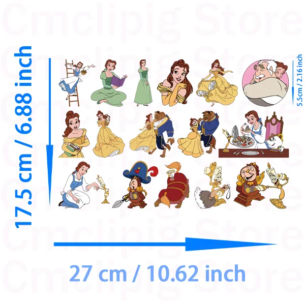 Small size Cartoon Beauty and the Beast Clothing thermoadhesive patches DIY Sewing for children vinyl stickers iron on transfer