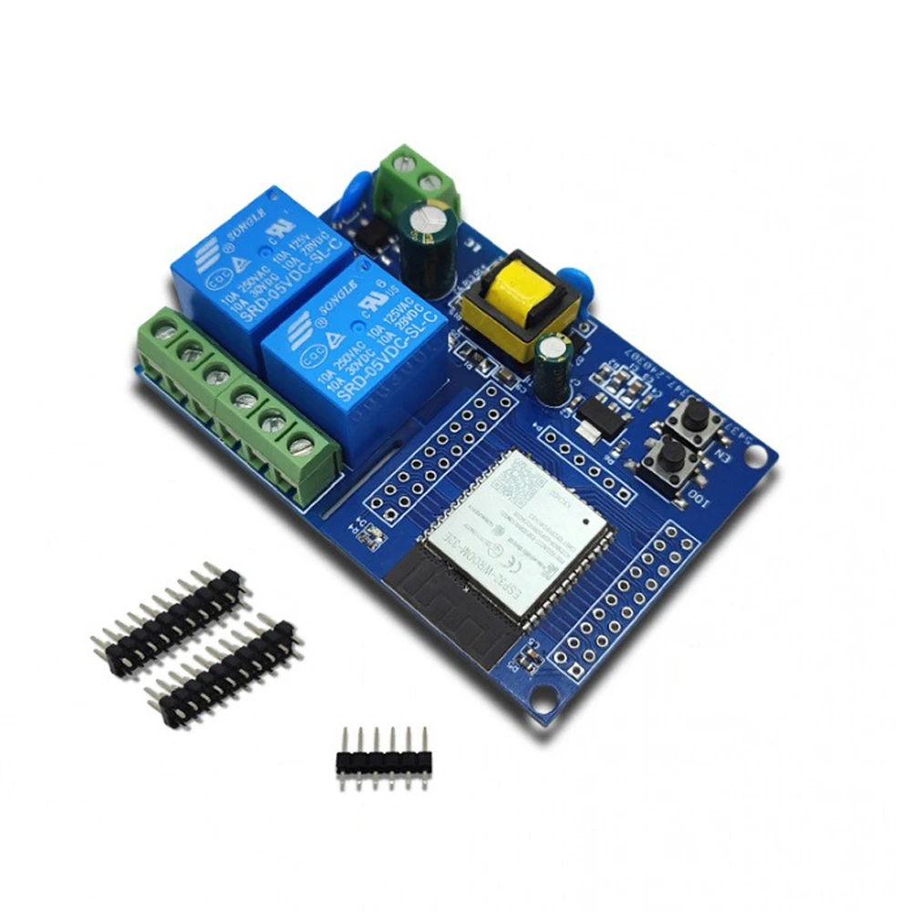 AC90-250V ESP32 WiFi Bluetooth BLE Dual Channel Relay Module ESP32-WROOM-32E Secondary Development Board with Indicator Light