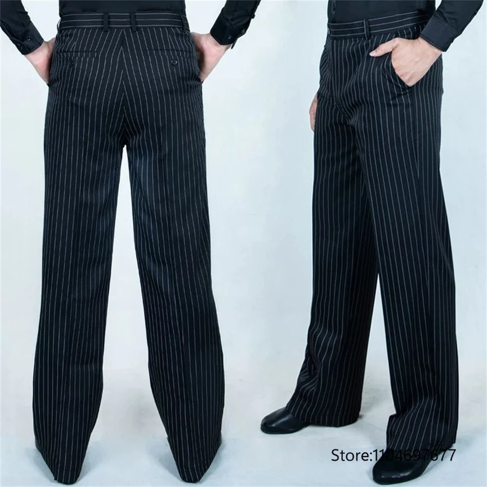 

Новое поступление: мужские/юношеские брюки для латиноамериканских танцев с черными полосками, мужские брюки для бальных танцев, мужские латинские брюки