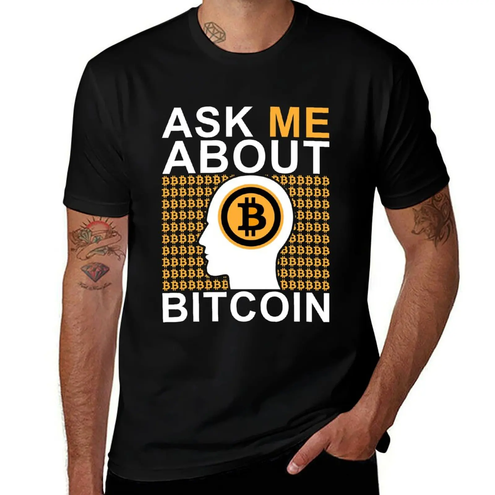 Ask Me About Bitcoin T-Shirt Durable Work Wear T-Shirt