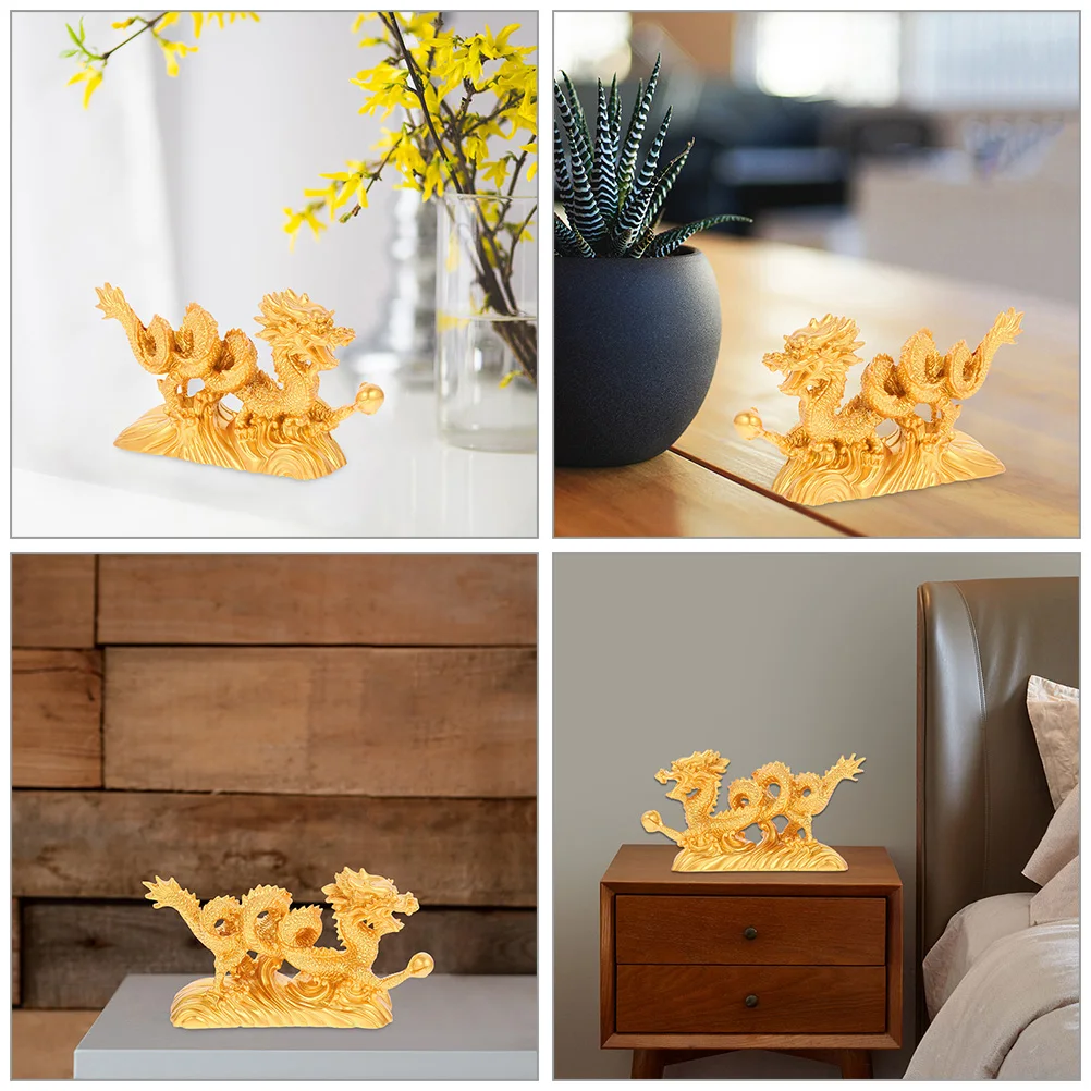 

Decoration Dragon Ornament Animal Statue Garden Cabinet Figure Decorations Golden Dashboard Figures Office
