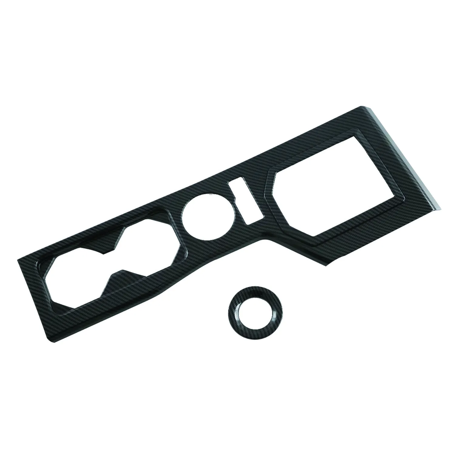 

For Mitsubishi Triton L200 2024 RHD!!! Carbon Black Gear Shift Panel Cover Trim ABS Accessories 2pcs (Only For High-Equipped)