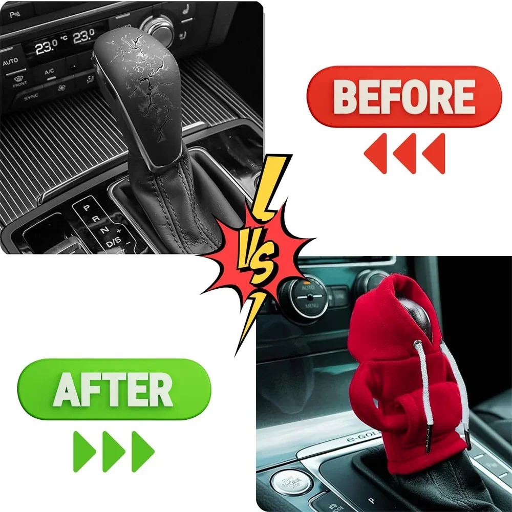 1pc Fashion Hoodie Gear Shift Knob Cover Sweatshirt Design Manual Change Lever Protector For Car Auto Interior Spare Accessories