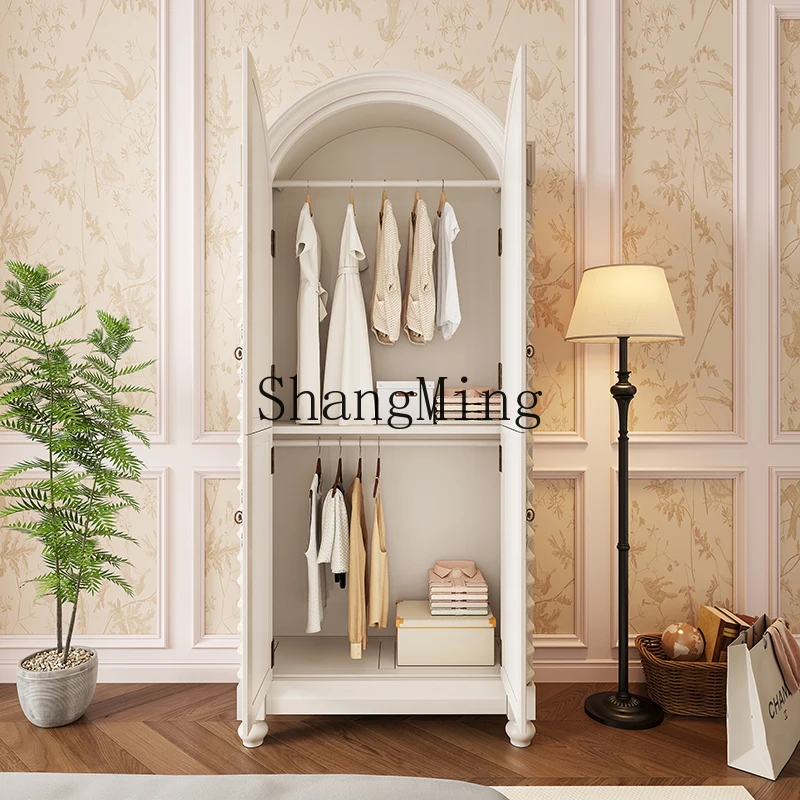 

FG household small apartment bedroom wardrobe cream style all solid wood wardrobe