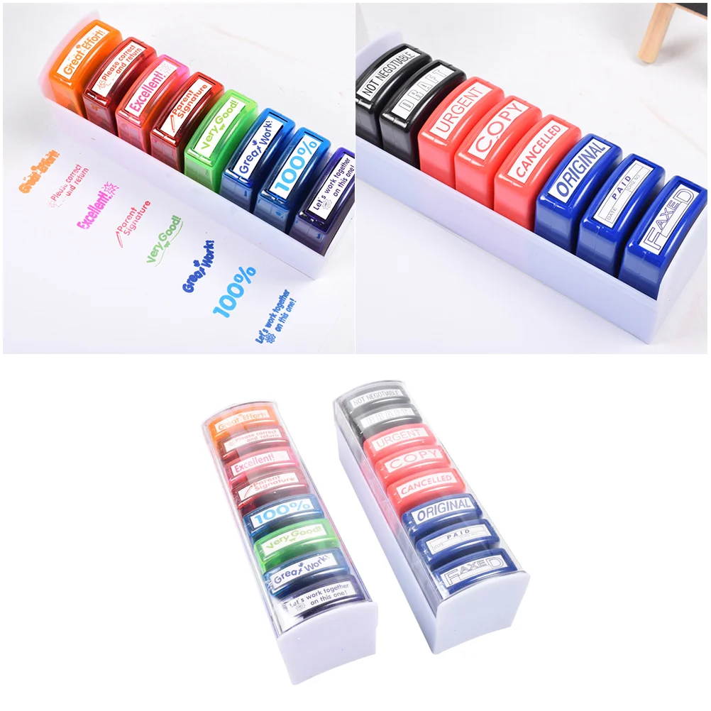 16 Pcs Teacher Stamp Self Kids Suits Toys Children School Reward Remark Funny Seal