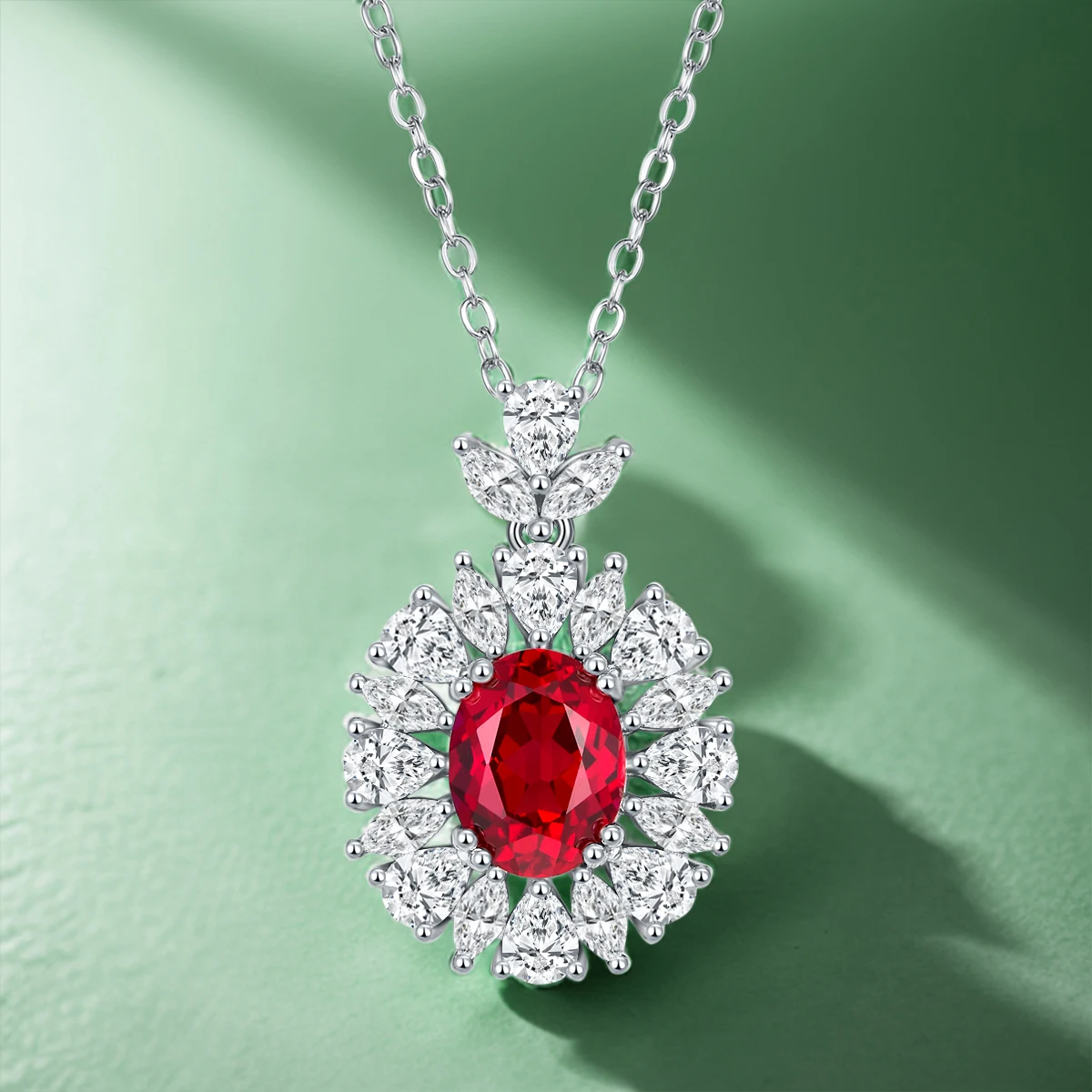 

Ожерелье из стерлингового серебра 925 пробы, овальное культивированное рубиновое ожерелье, женское роскошное модное свадебное благородное темпераментное ювелирное изделие, воротник