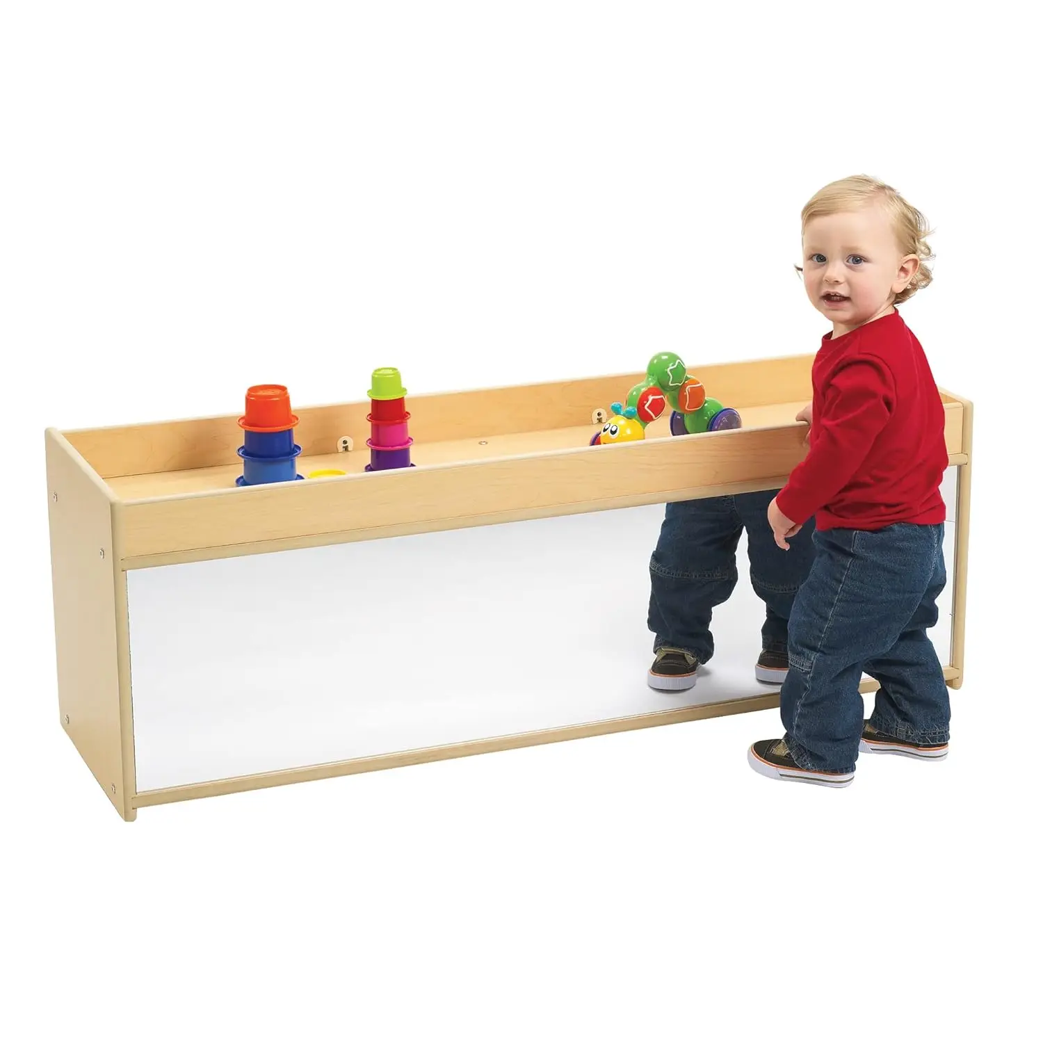 Value Line Toddler Toy Storage with Mirror Back, Kids Preschool and Daycare Cubbies, Tummy Time Furniture