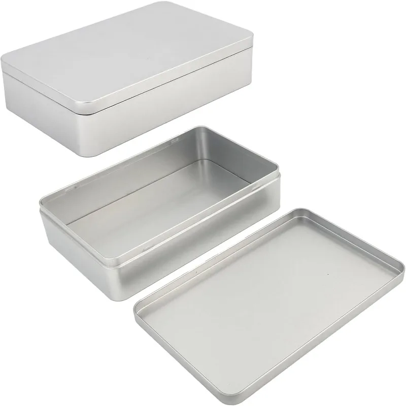 กล่องดีบุกเปล่าทรงสี่เหลี่ยมใช้สำหรับบรรจุภัณฑ์ของขวัญ เครื่องประดับ และของใช้ในครัวเรือนที่สะดวก ใช้งานได้จริง และอเนกประสงค์