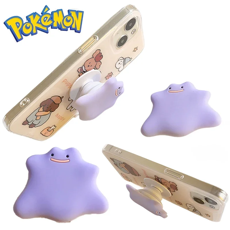 Pokemon Ditto Phone Socket Folding Phone Holder Stand Cartoon 3D Grip Griptok Korean INS Extendable Finger Ring Accessories New