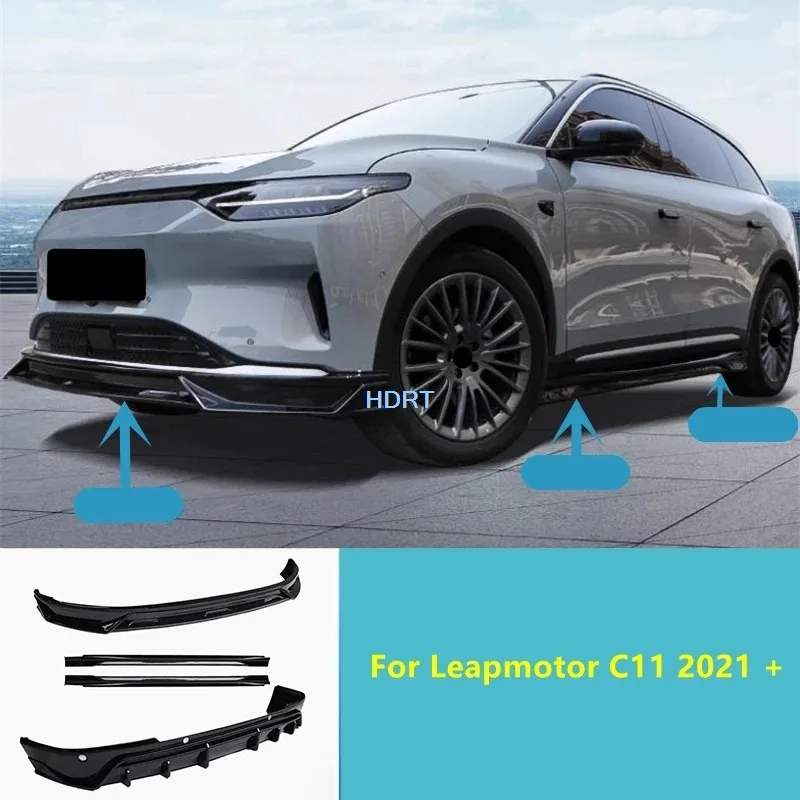 

Car Styling Front Shovel Rear Bumper Door Side Skirt Spoiler Body Trim For Leapmotor C11 2021 + Protector Decoration Accessories