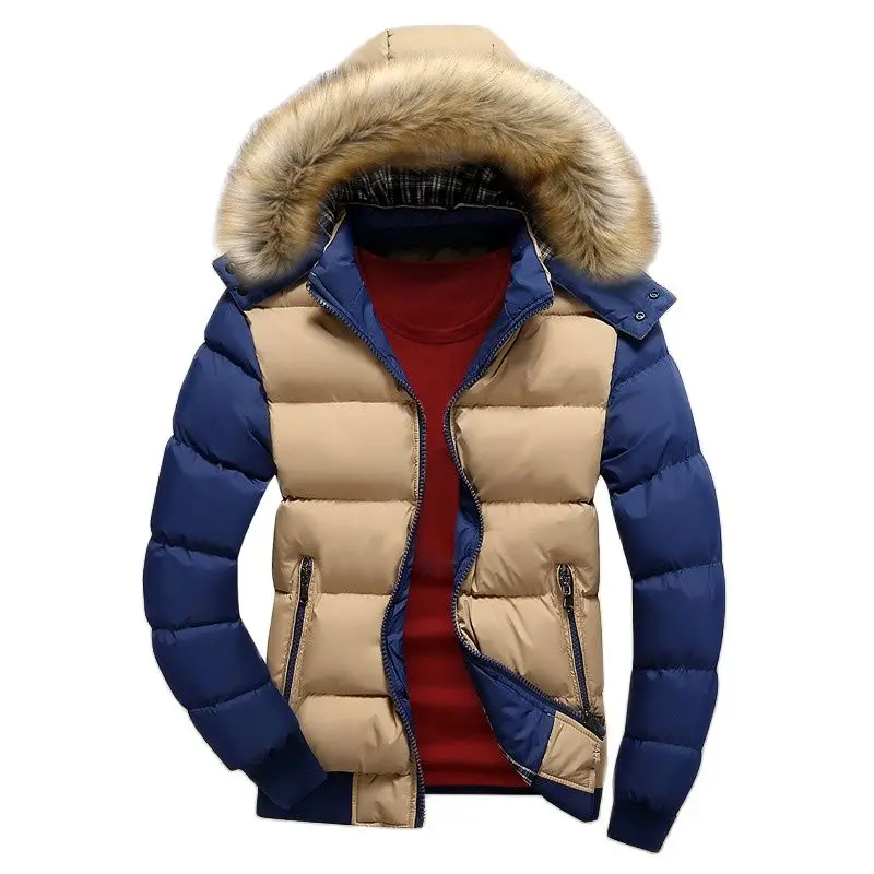 

Men Down Parkas Winter Warm Fleece Jacket 9 Color Fashion Fur Hood Hat Detachable Men Outerwear Casual Mens Coats Thick Hoodies