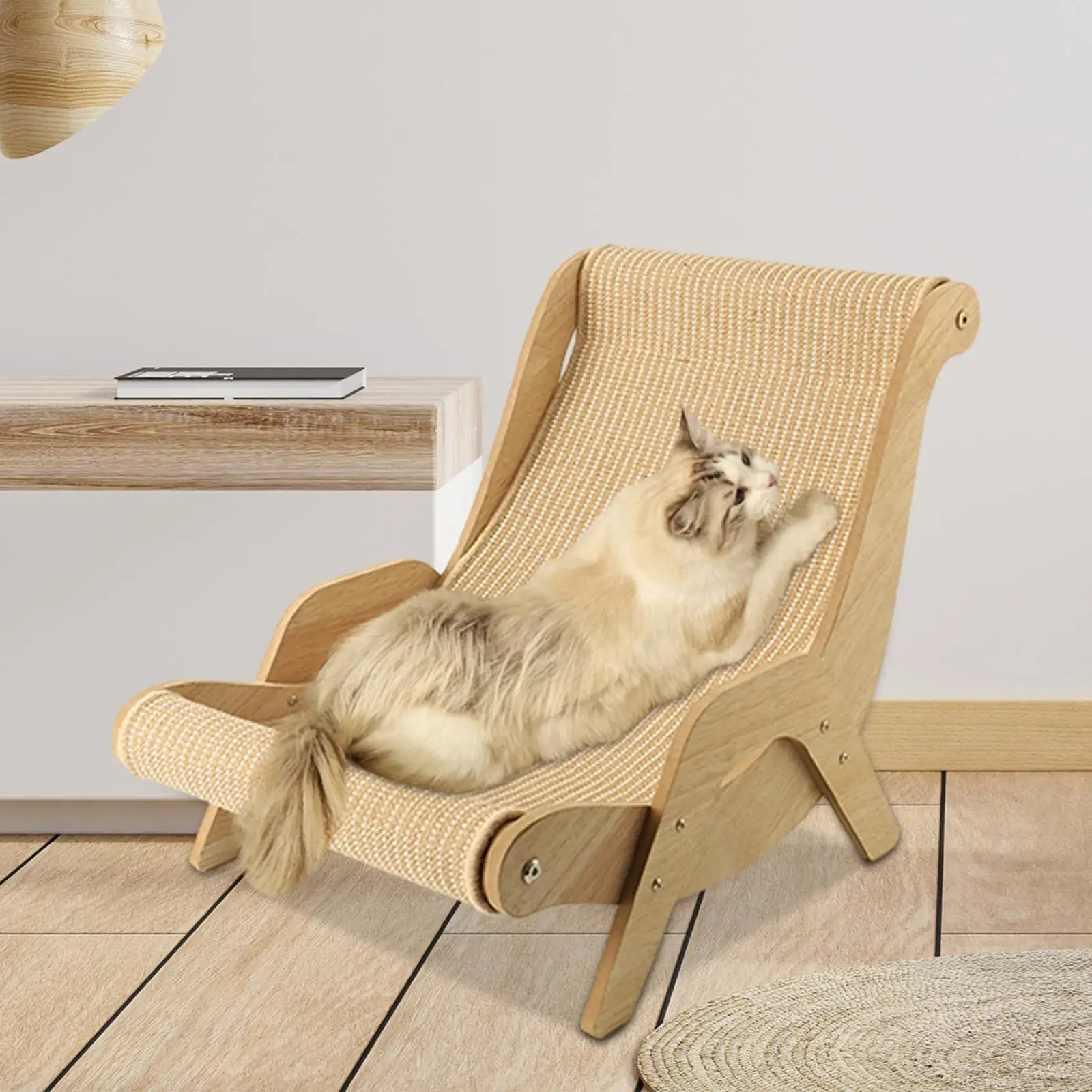 Wooden Cat Chair Elevated Cat Bed Sturdy Cat Lounger Cat Lounge Bed Cat Hammock Bed for Dog Kitten