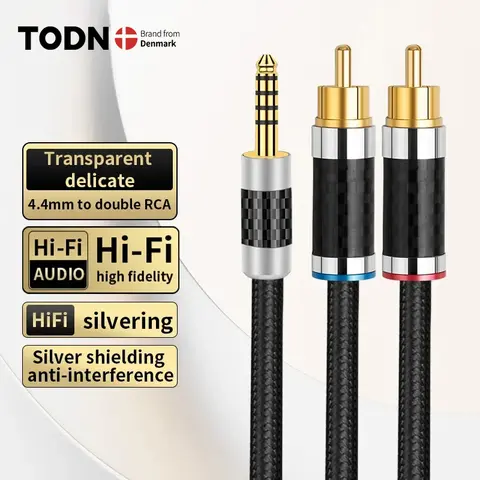TODN HIFI OFC 실버 도금 4.4mm – 2RCA Aux 오디오 케이블 고급 4.4mm 잭 – 2RCA 케이블 (헤드폰 스피커 앰프용)