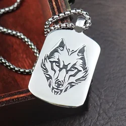 Vintage Viking Nordic Wolf Head Necklace for Men Stainless Steel Punk Animal Pendant Unique Simple Amulet Jewelry Dropshipping